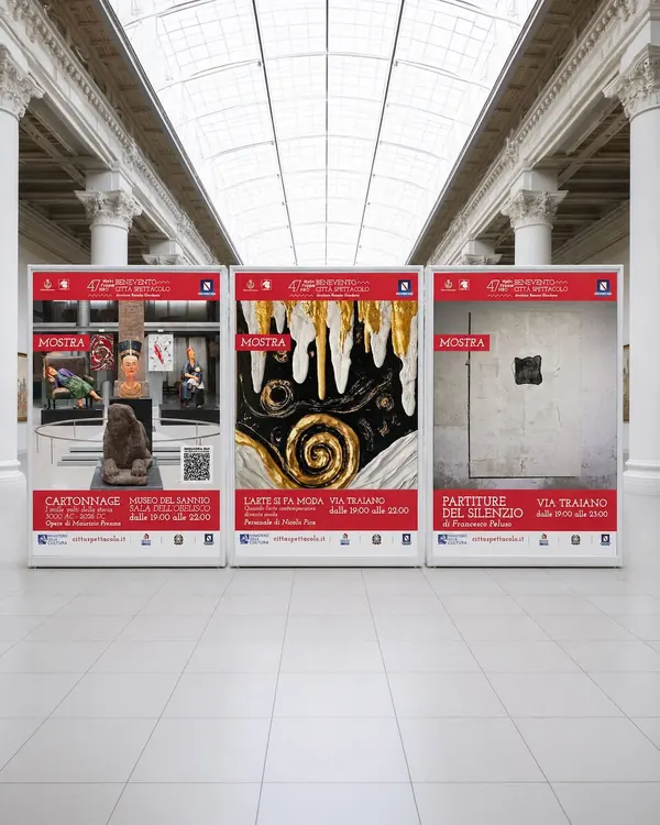 Manifesti delle mostre di Benevento Città Spettacolo realizzati da Paolo Macchia.